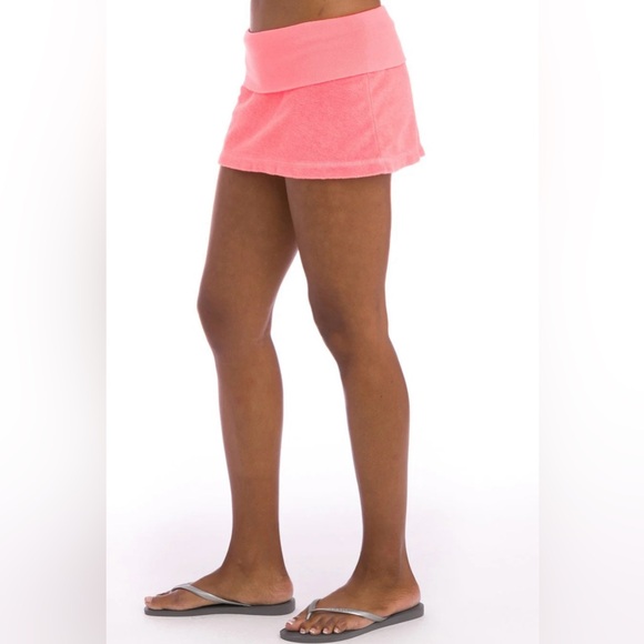 HARD TAIL Skirt Small Bright Orange-ish Terry Feel Fold Over Waist GUC - Picture 1 of 4